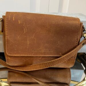Portland Leather Caramel Brown Leather Crossbody